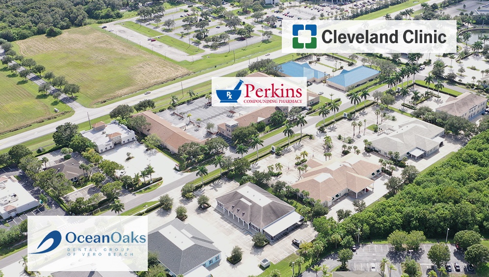 Aerial view showing Vero Beach Florida dental office location in neighborhood